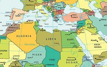 Map of Libya in North Africa