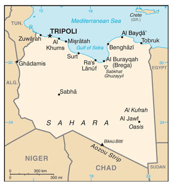 Country Map of Libya - CIA