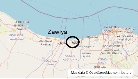 Map location of Zawiya Libya