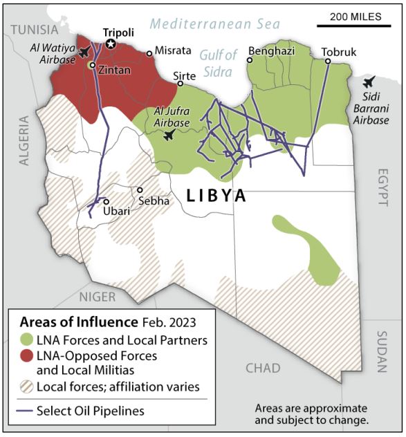 Map of Factions in Libya CRS 2023